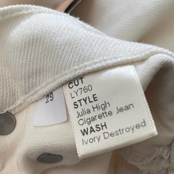 Reformation Julia High Waist Ivory Destroyed Cigarette Jeans Size 29 NWT - Picture 7 of 7